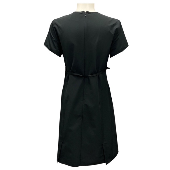 GIVENCHY BLACK VOYOU SHORT SLEEVED MIDI DRESS WITH BELT - Picture 3 of 5